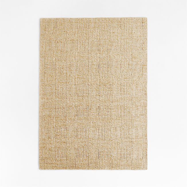 Chunky Squares Wool and Viscose Beige Kids Area Rug 5x8 | Crate & Kids | Crate & Barrel