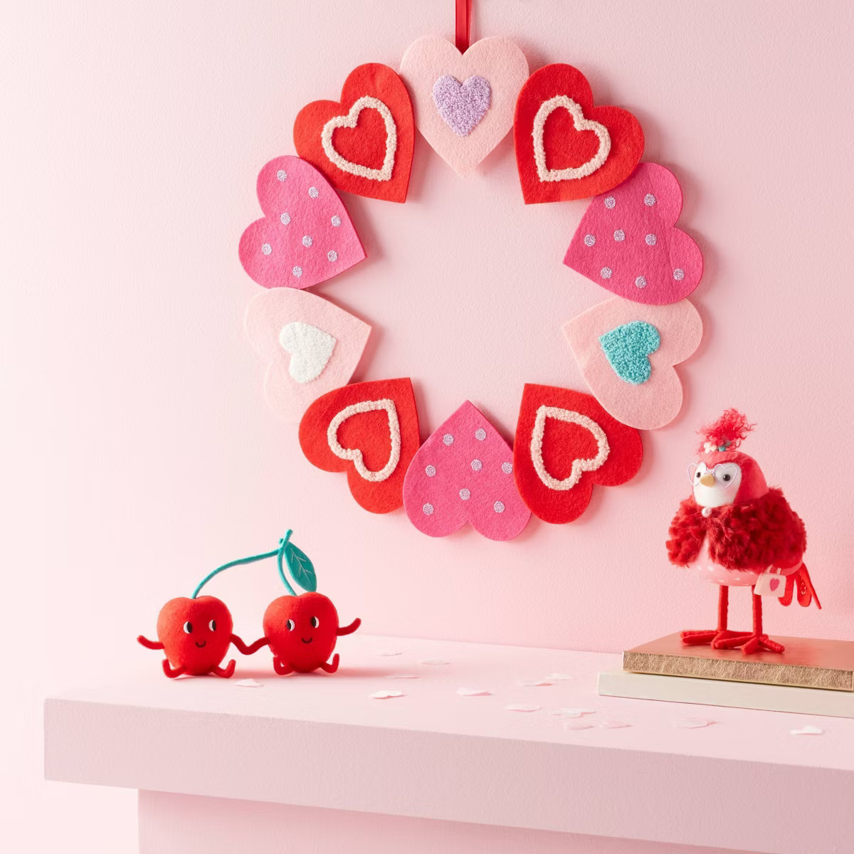 16" Felt Heart Wreath Valentine's Day Decorative Wall Decor - Spritz™ | Target