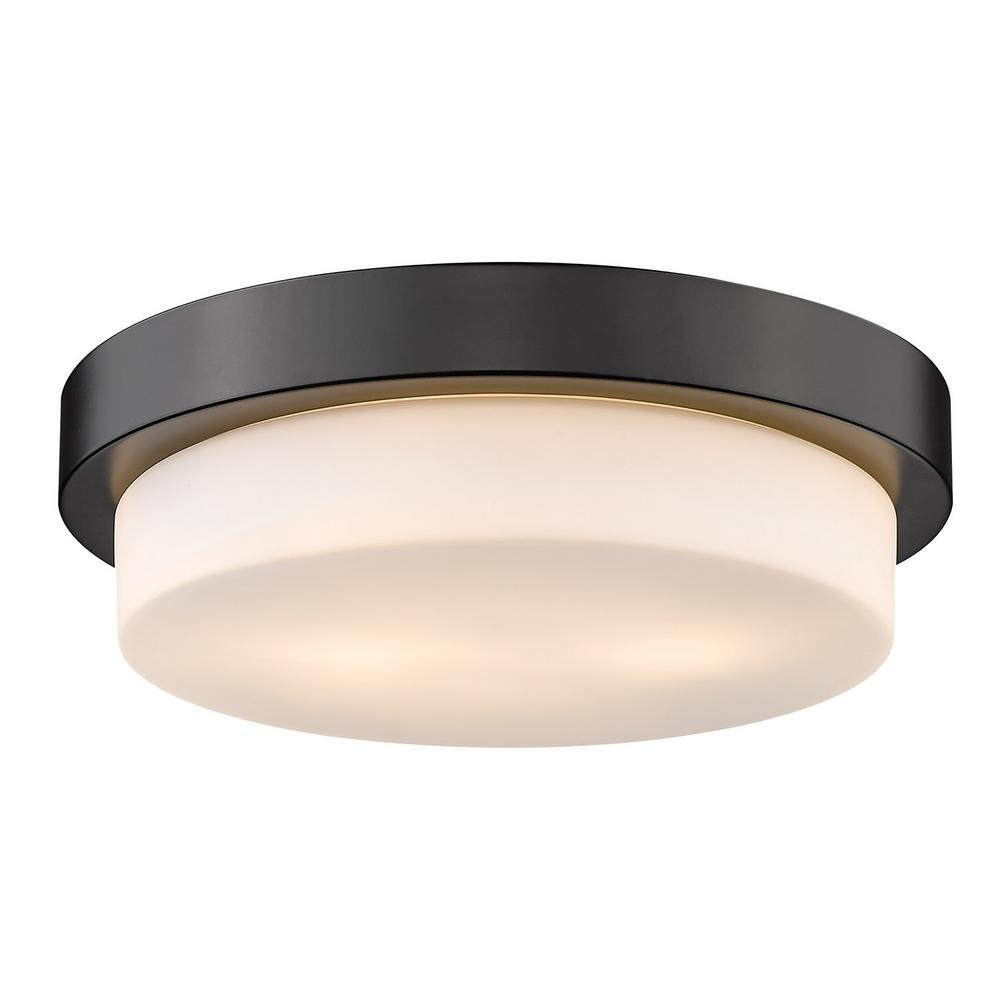 Golden Lighting 13 in. 2-Light Black Flush Mount | The Home Depot