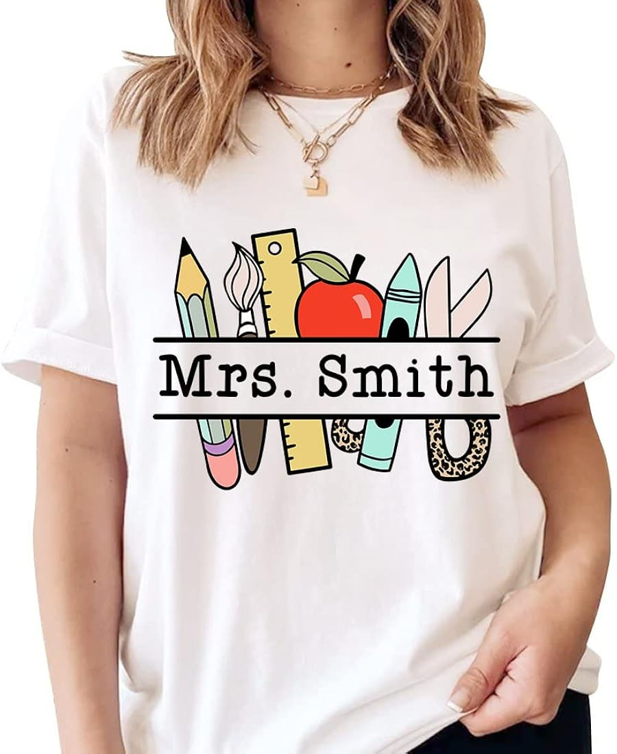NAZENTI Personalized Teacher Shirts, Teacher Gifts, Back to School Shirt, Preschool Teacher Shirt... | Amazon (US)