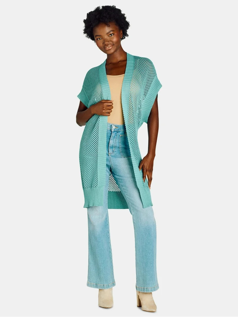 Time and Tru Women's Open Front Crochet Ruana, Sizes S-3XL | Walmart (US)