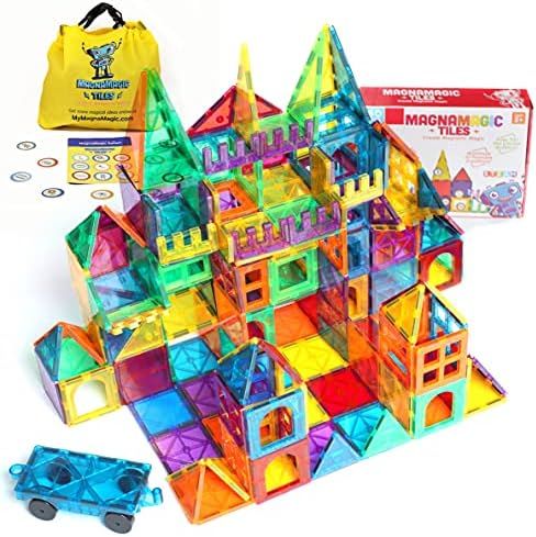 MagnaMagic 60 Piece Set 3D Magnet Building Tiles Plus Free Storage Bag - Safari Theme Kids Magnetic  | Amazon (US)