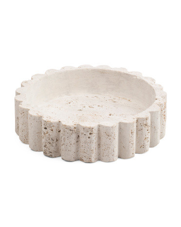10x3 Fluted Solid Travertine Bowl | TJ Maxx