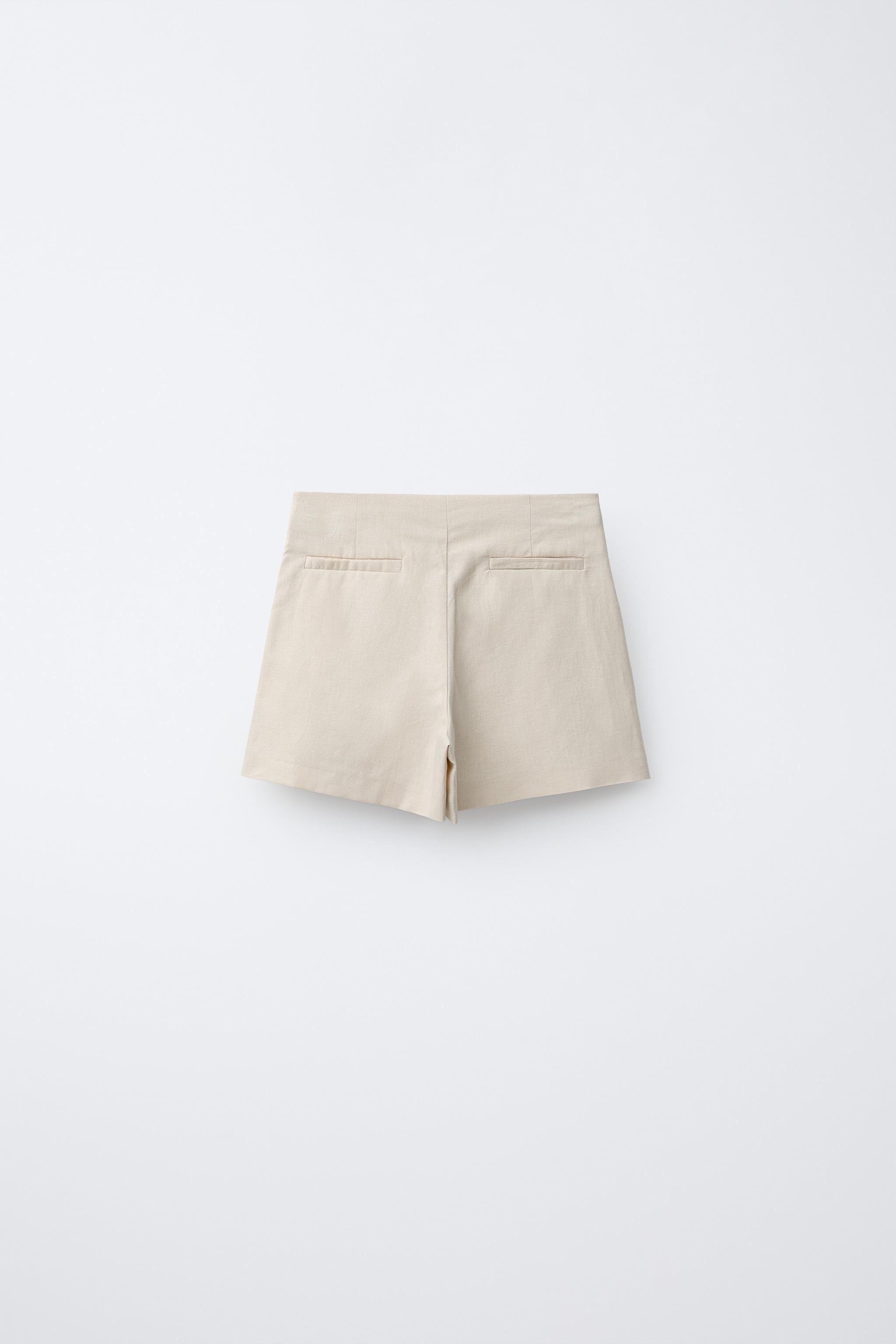 LINEN AND COTTON BLEND JEWEL SKORT | Zara US