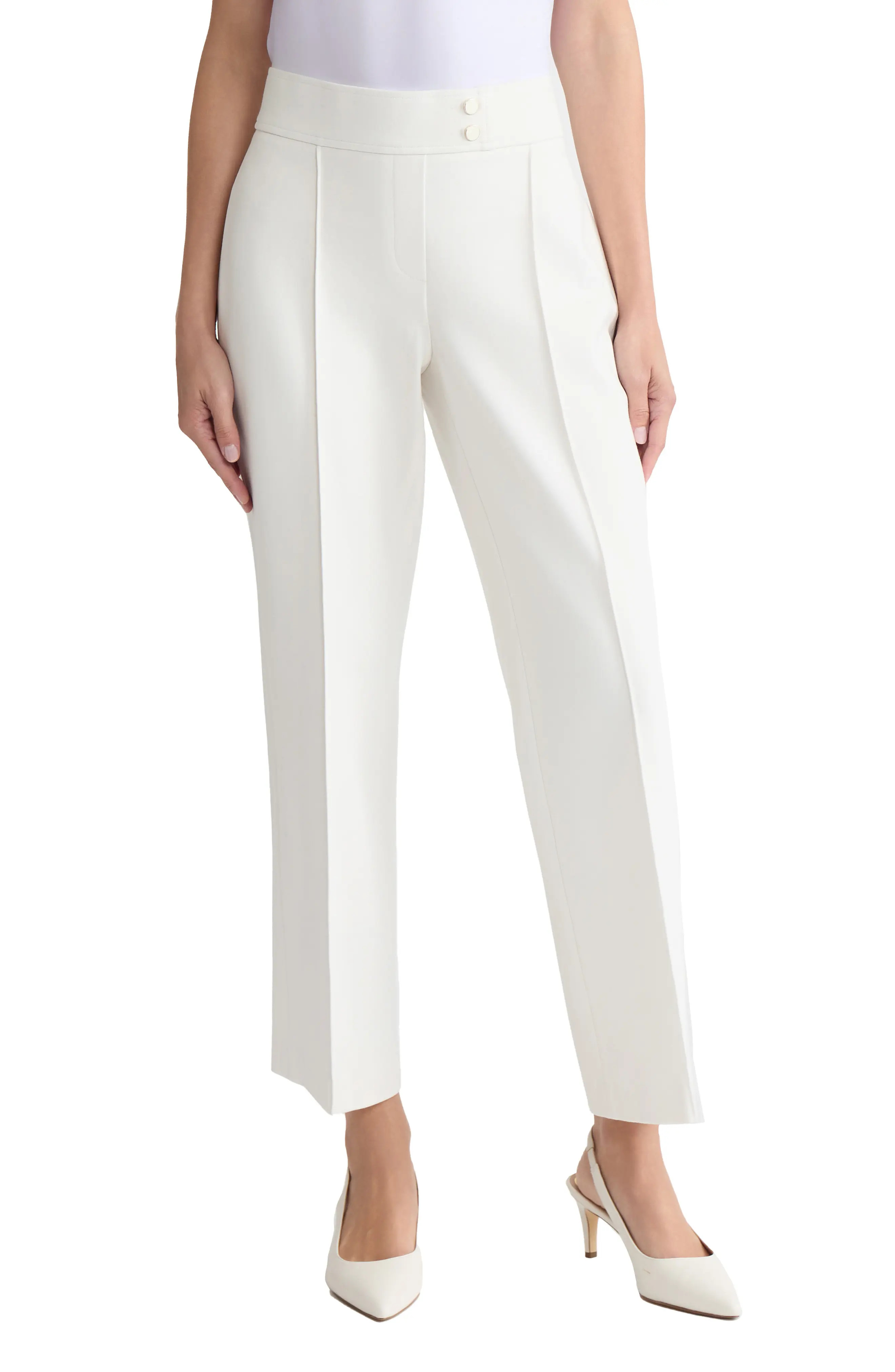 Jones New York Pintuck Pants in Jones White at Nordstrom, Size X-Small | Nordstrom
