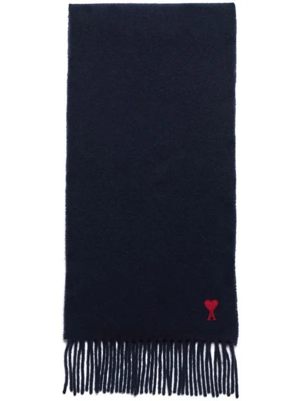 AMI Paris  Ami De Coeur fringed-edge Wool Scarf - Farfetch | Farfetch Global