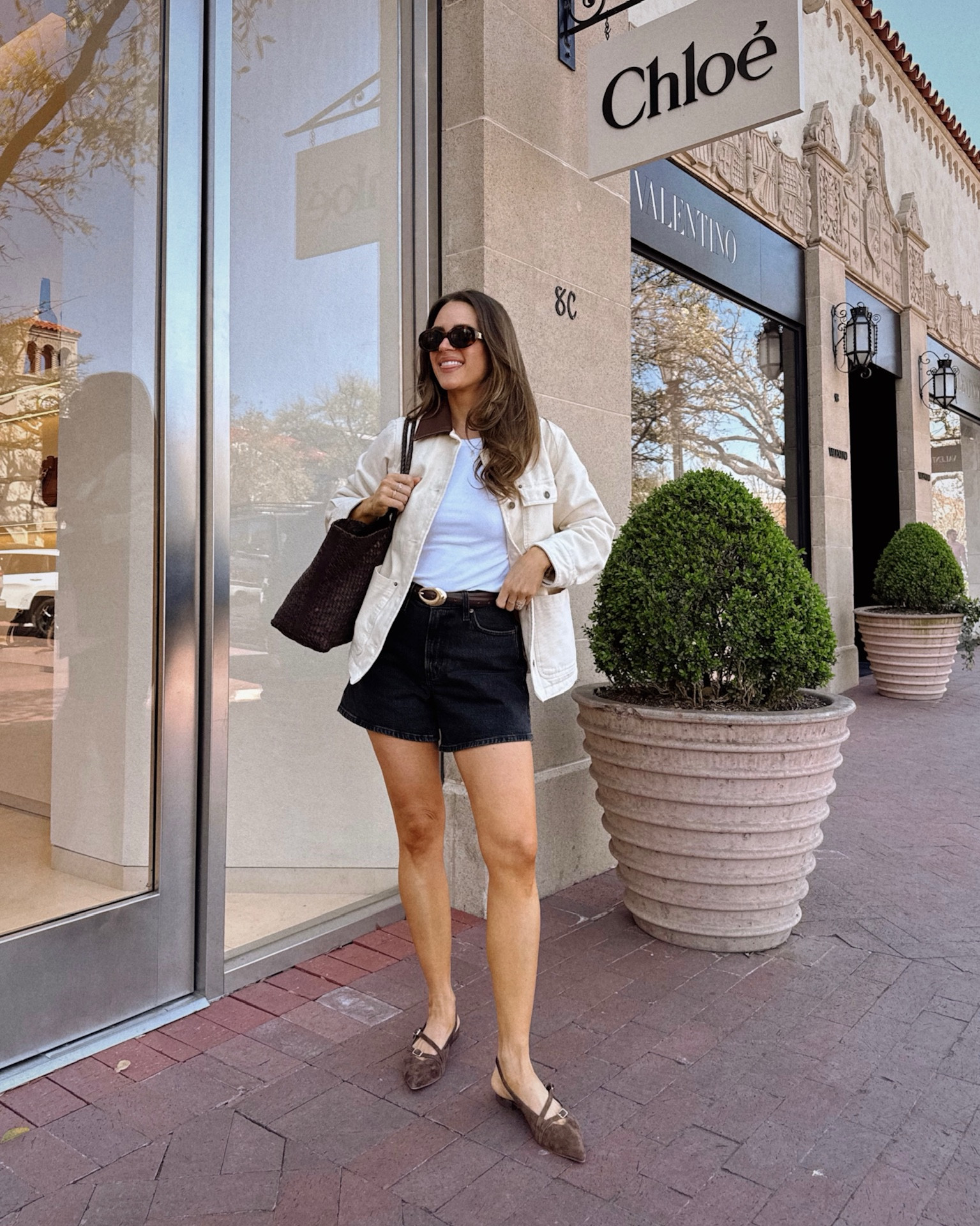  OOTD ✨ starting to be shorts weather & I cannot wait!
Jacket (S), Shorts (27 curve love— sized up 1 from current & 2 from pre pregnancy for a relaxed fit), Tank (XS) 

#LTKStyleTip #LTKItBag #LTKShoeCrush