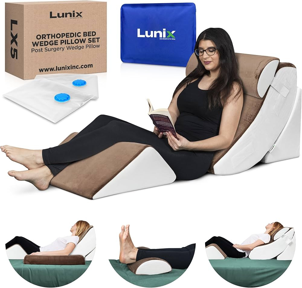 Lunix 4pcs Orthopedic Bed Wedge Pillow Set, Post Surgery Memory Foam for Back, Knee, Leg Pain Rel... | Amazon (US)