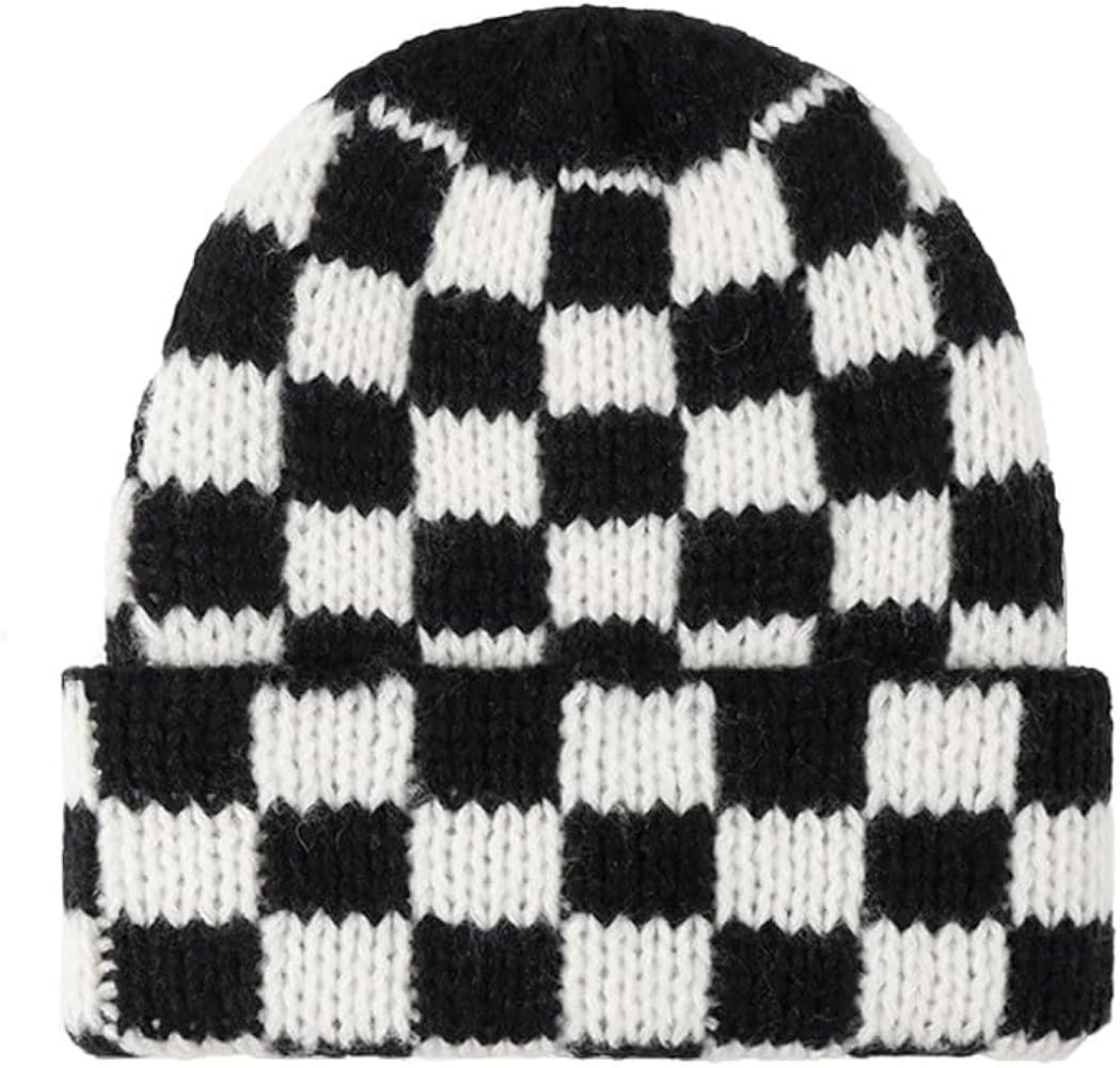 CORIRESHA Outdoor Plaid Beanie Cuff Unisex Winer Warm Soft Knit Hat | Amazon (US)