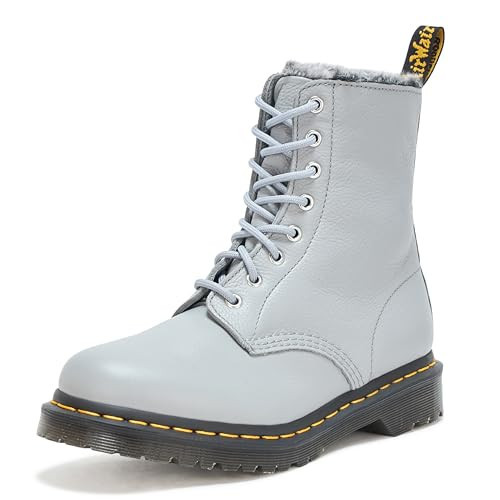 Dr. Martens Women's 1460 Faux Fur Lined Virginia Leather Boot Fashion, Ultimate Grey, 10 | Amazon (US)