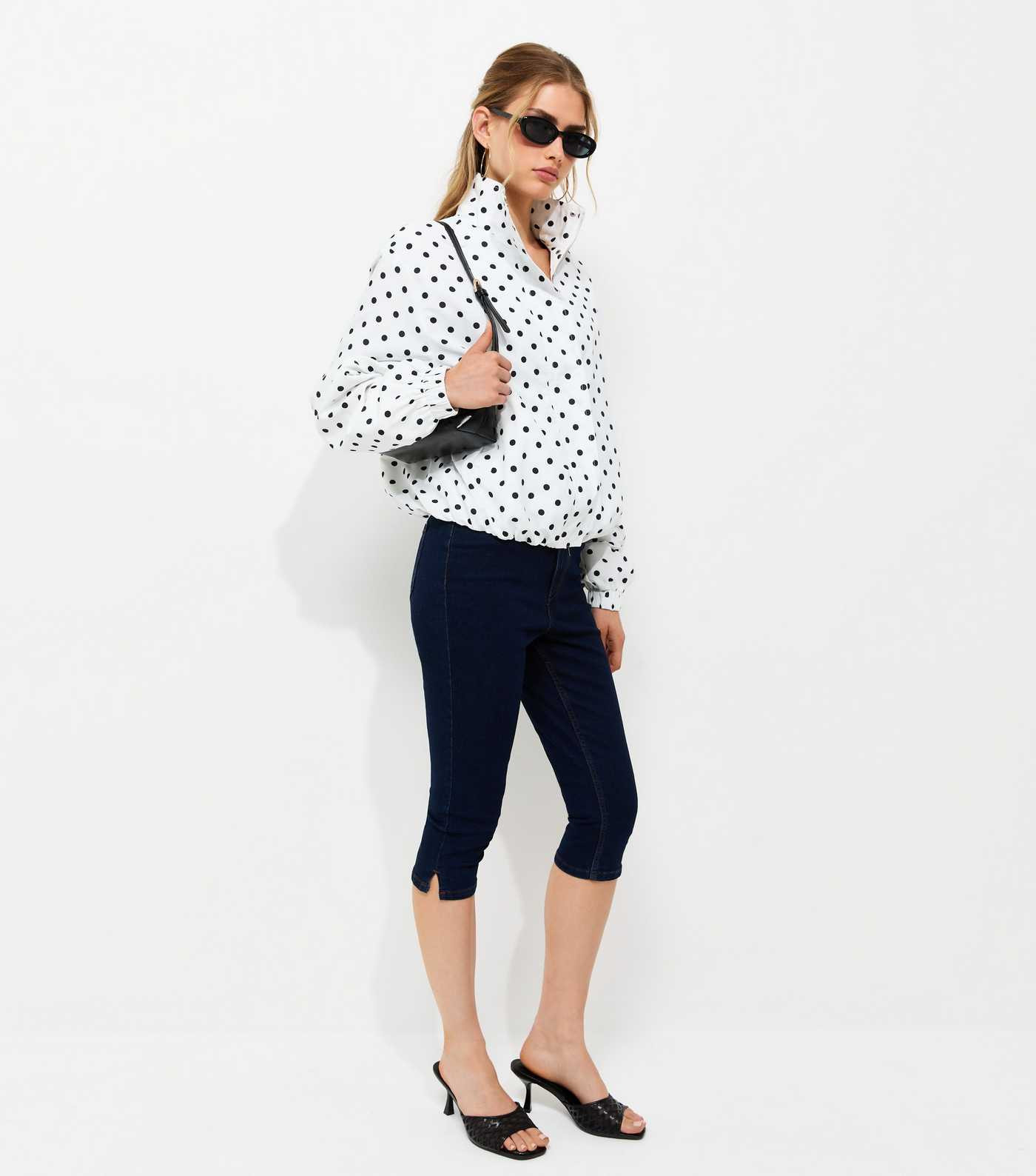 White Polka Dot Bubble Hem Zip Lightweight Jacket | New Look | New Look (UK)