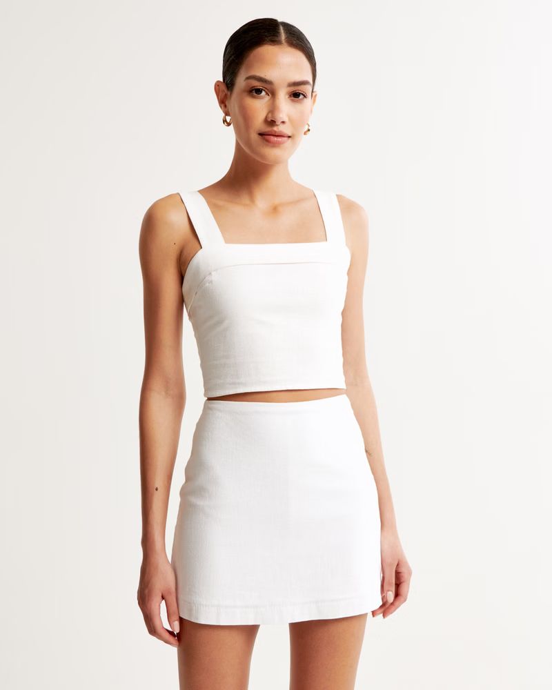 Linen-Blend Mini Skort | Abercrombie & Fitch (US)