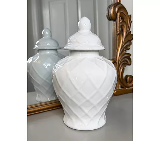 Make Your Selection: Simply Stunning 12" Ceramic Lattice Texture Ginger Jar by Janine Graff | QVC