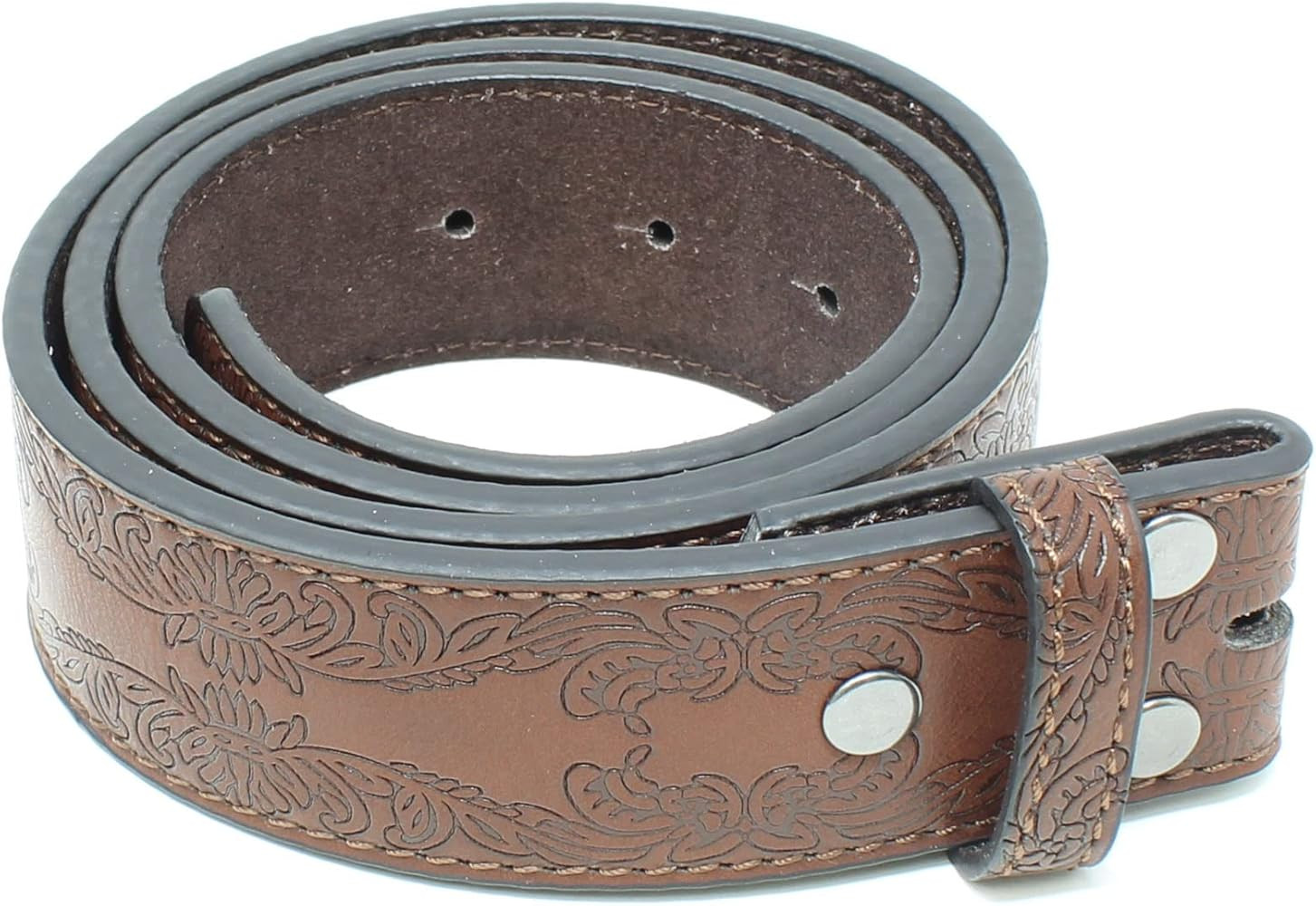 BC Belts Leather Belt Strap with Tooled Western Floral Leaf Embossed Pattern 1.5" Wide with Snaps | Amazon (US)