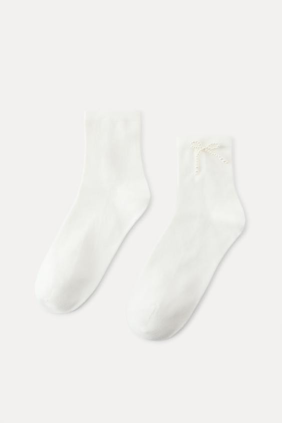 PEARL BOW ANKLE SOCKS | Zara US