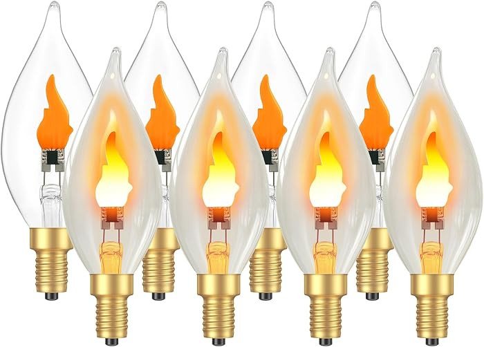 Upgraded Flame Light Bulbs, E12 Chandelier Base Candelabra Flickering Fire Light Bulb, Clear Cand... | Amazon (US)