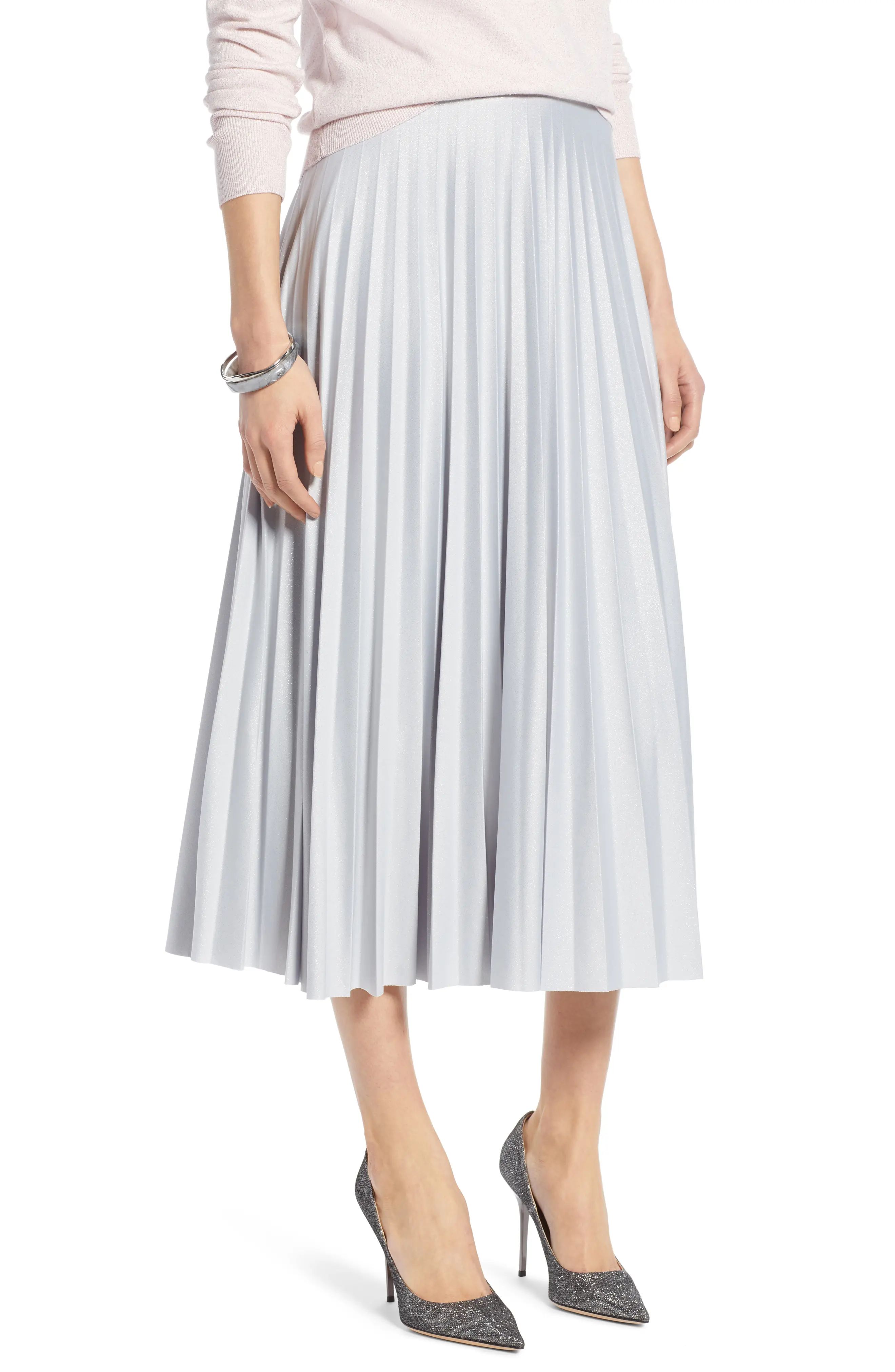 Metallic Pleat Midi Skirt | Nordstrom