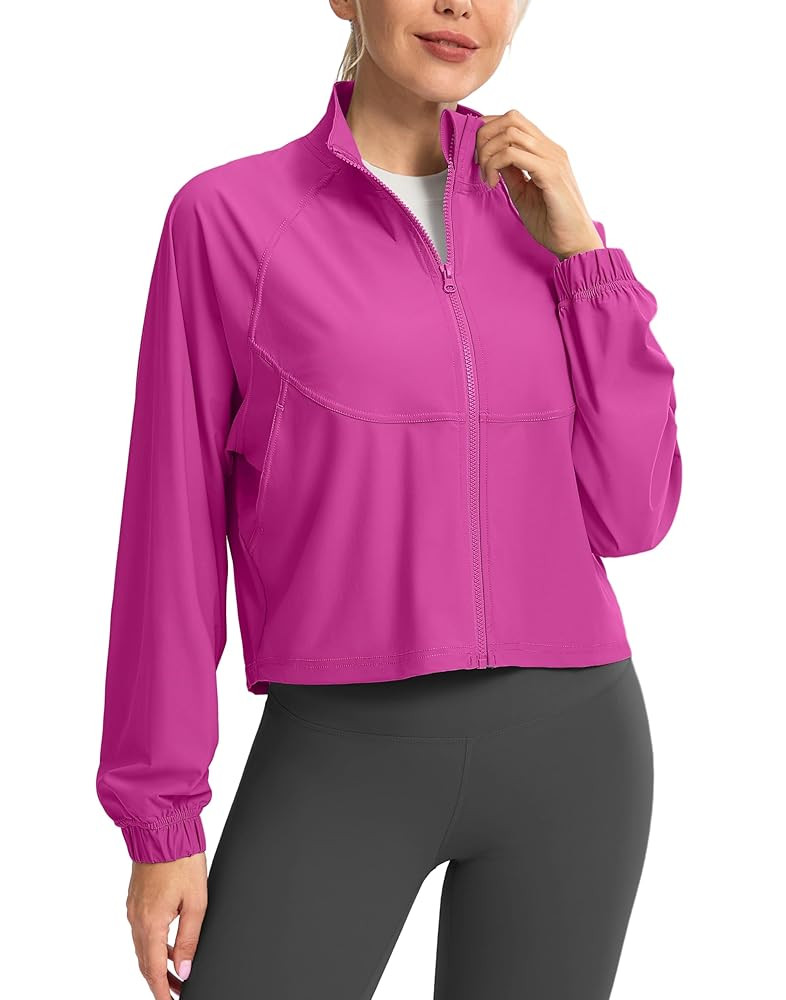 Women's Athletic Workout Jacket Lightweight UPF 50+ Long Sleeve Sun Protection Shirts Zip Up Crop... | Amazon (US)