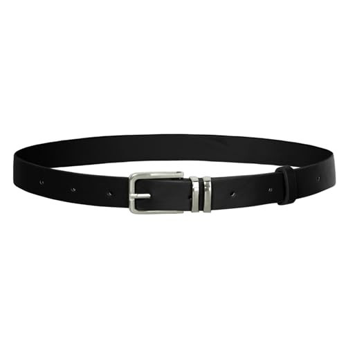 GRACE KARIN Skinny Belt for Women Black Leather Belt Silver Buckle Ladies Elegant Faux Leather Waist Belt for Jeans Pants S | Amazon (US)