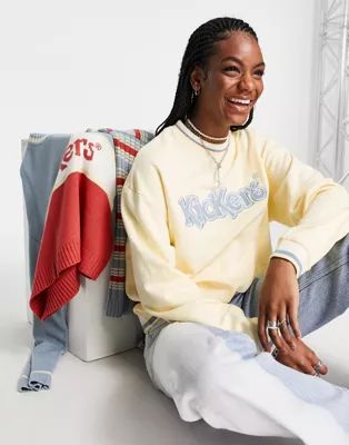 Kickers relaxed sweatshirt with embroidery and vintage stripe trim | ASOS (Global)