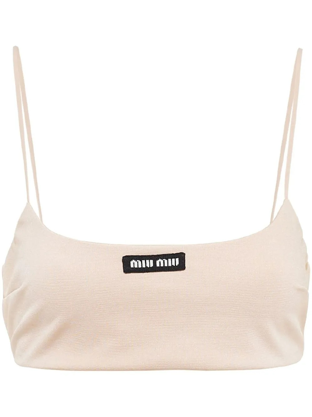 Miu Miu logo-patch Crop Top - Farfetch | Farfetch Global