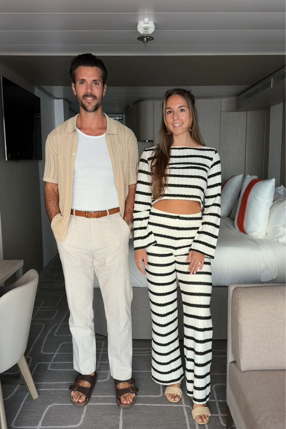 Couples outfit inspiration for a Caribbean vacation. 

This was the perfect resort wear look for an evening on our cruise ship. This would also make a great outfit for an all inclusive in the Caribbean. 

I’m wearing a crochet set from Dynamite and a pair of rattan heels from Dolce Vita Shoes. 

Jake is wearing a crochet button up, worn open, with a Banana Republic belt and Abercrombie Loose Linen Pants  

#LTKMens #LTKTravel #LTKFindsUnder100