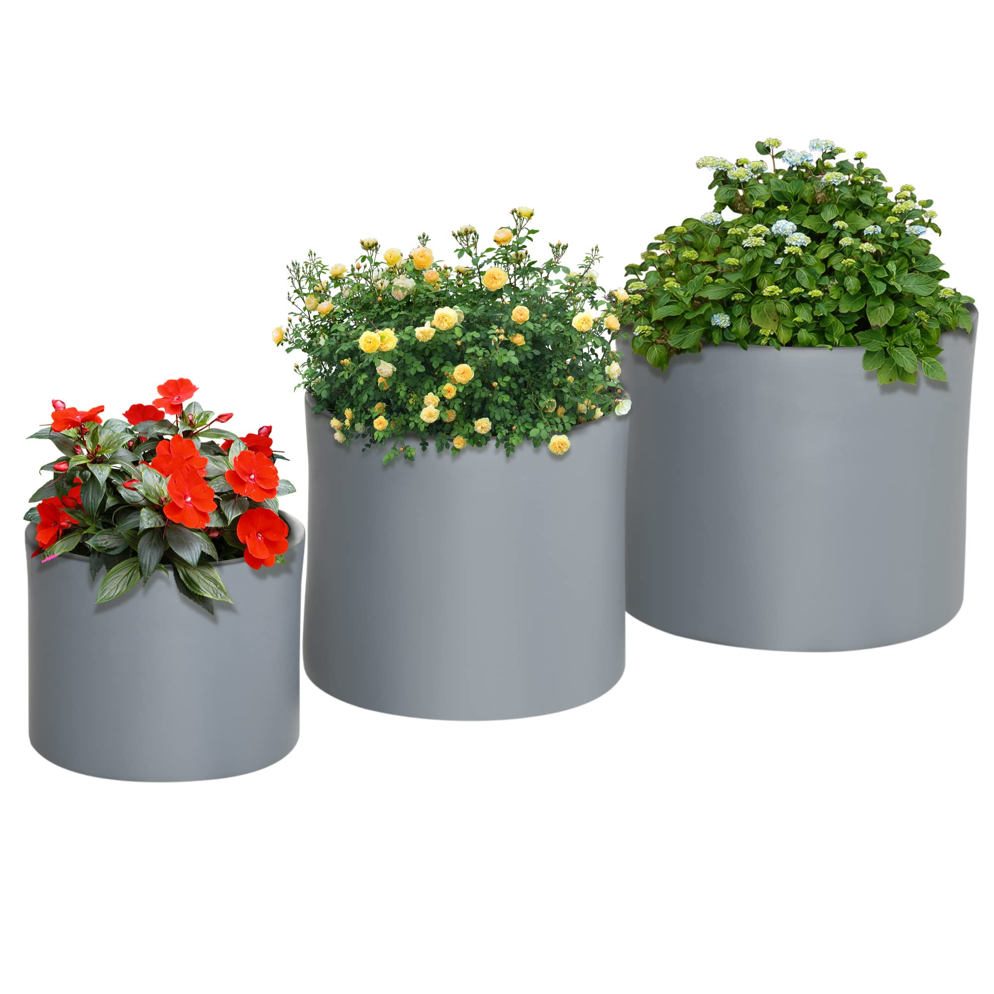 Outsunny Set of 3 Outdoor Planter Set, 13/11.5/9 in, Flower Pots with Drainage Holes, Outdoor Pla... | Amazon (CA)