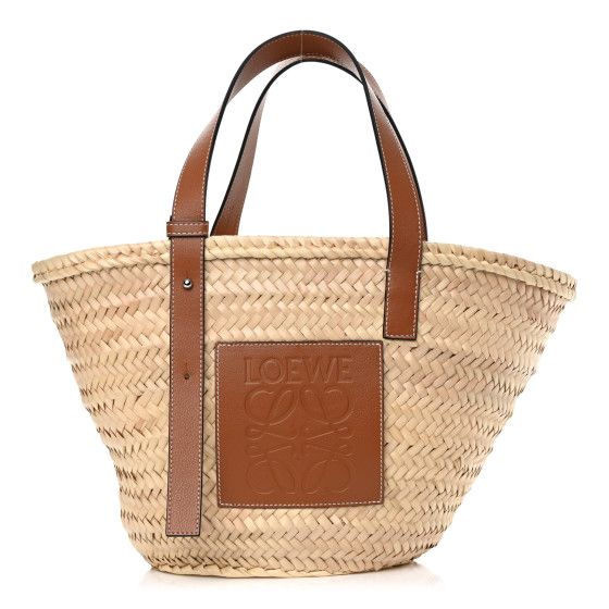 LOEWE Raffia Basket Tote Bag Natural Tan | FASHIONPHILE (US)