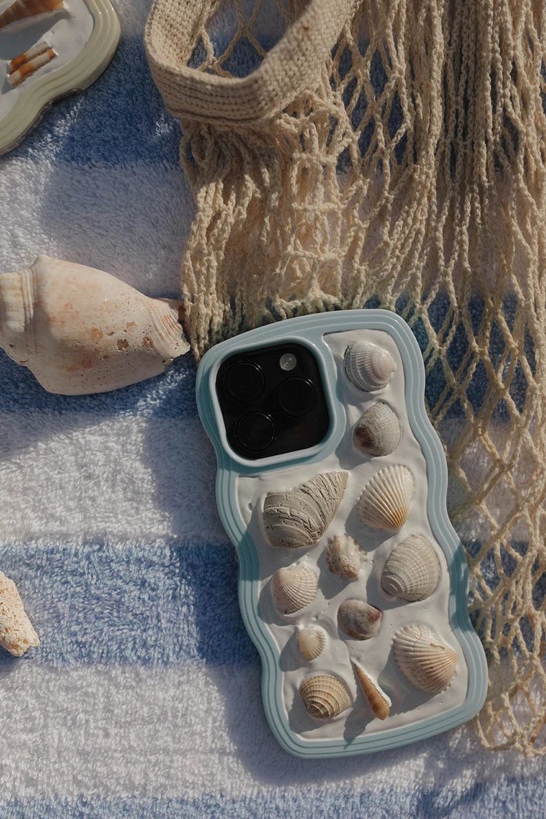 Blue Seashell Phone Case / Seashell iPhone Case / Mosaic Phone Case / Beachy Phone Case/ Shell Ph... | Etsy (US)