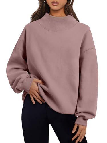 Trendy Queen Womens Oversized Sweatshirts Turtleneck Pullover Long Sleeve Hoodies Tops Fall Fashion Outfits 2025 Clothes DarkPink 2XL | Amazon (US)