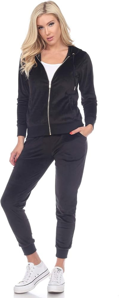 white mark Women's 2-Piece Velour Tracksuit Jogger Outfit Activewear Set | Amazon (US)