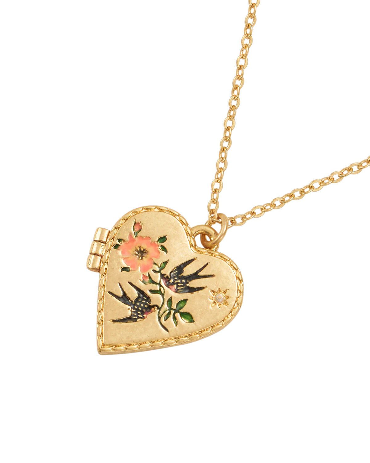 Swallow Heart Locket Chain Necklace | Fable England