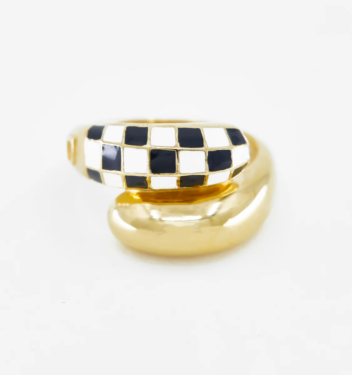 Wrap Checker Ring - Black And White | Rellery