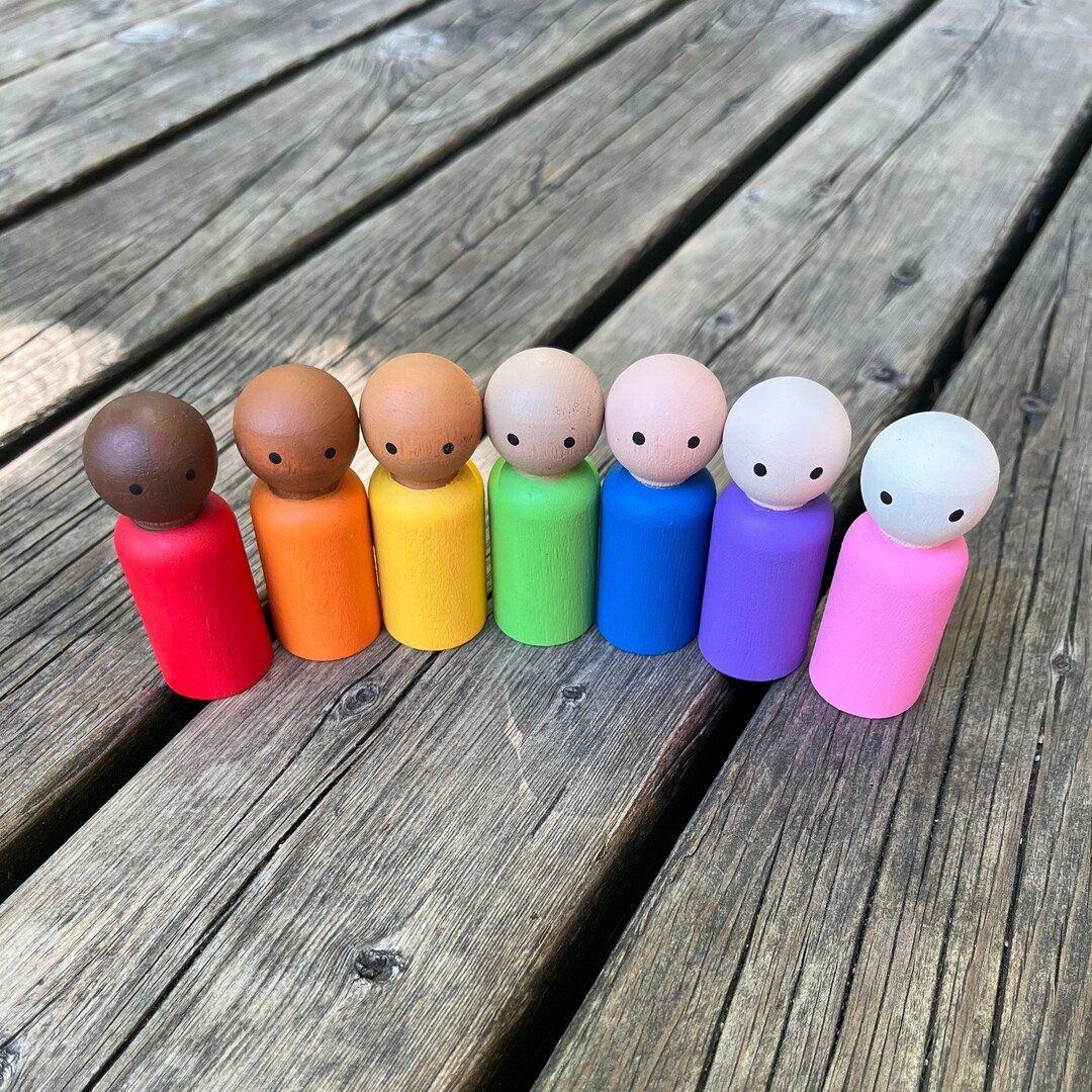 Rainbow Peg People / Rainbow Peg Doll / Diversity Peg People / - Etsy Canada | Etsy (CAD)