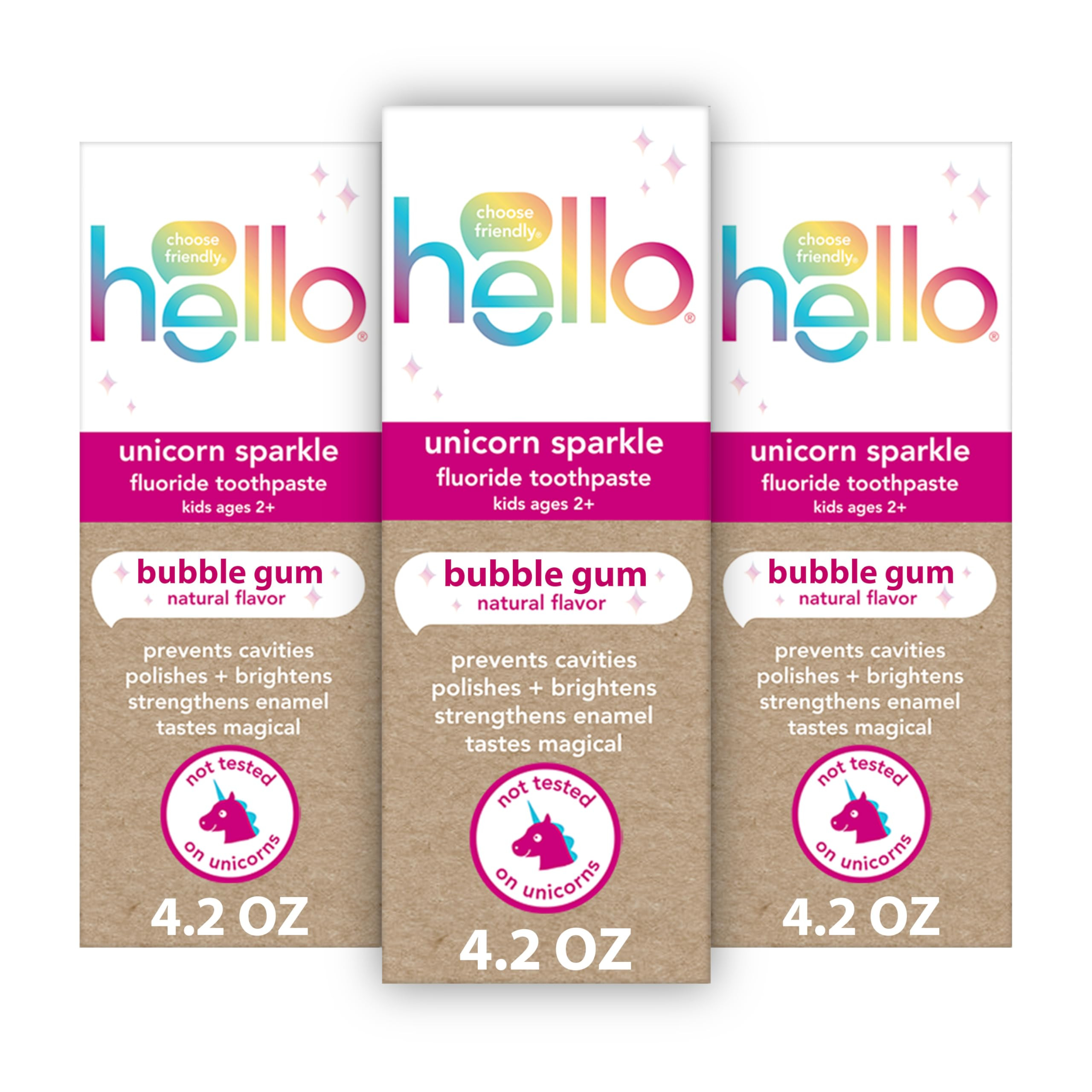hello Unicorn Sparkle Kids Fluoride Toothpaste, Natural Bubble Gum Flavor, ADA Approved, Ages 2+,... | Amazon (US)