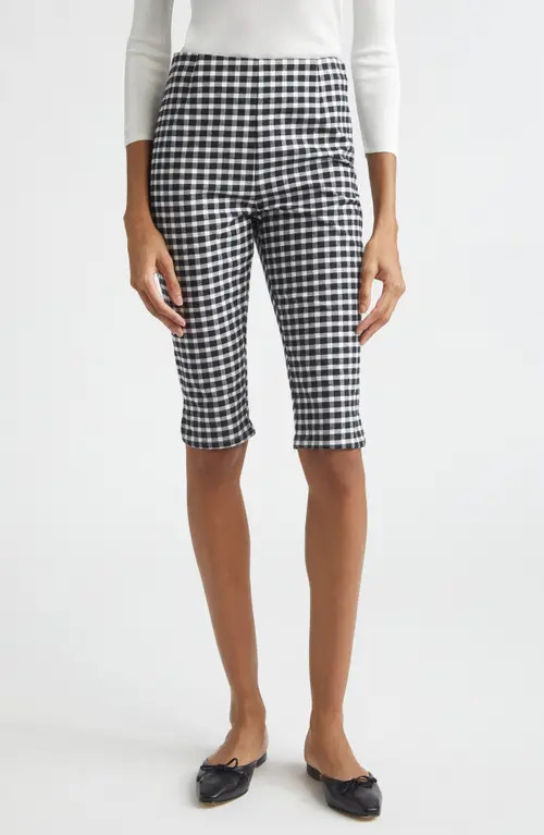 POSSE Chiara Gingham Stretch Cotton Capri Pants in Black/white at Nordstrom, Size Large | Nordstrom
