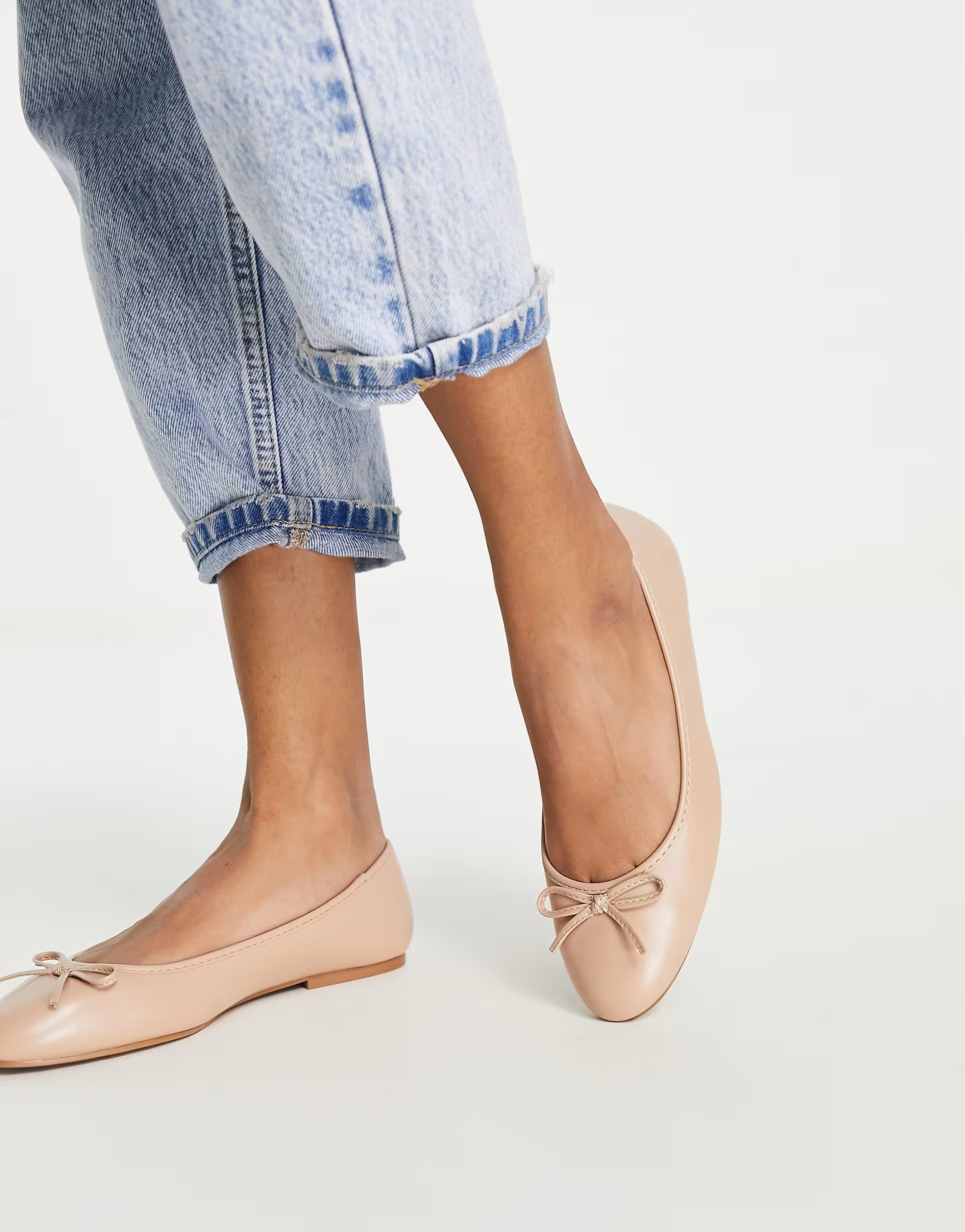 ASOS DESIGN Locus round ballet flats in beige | ASOS (Global)