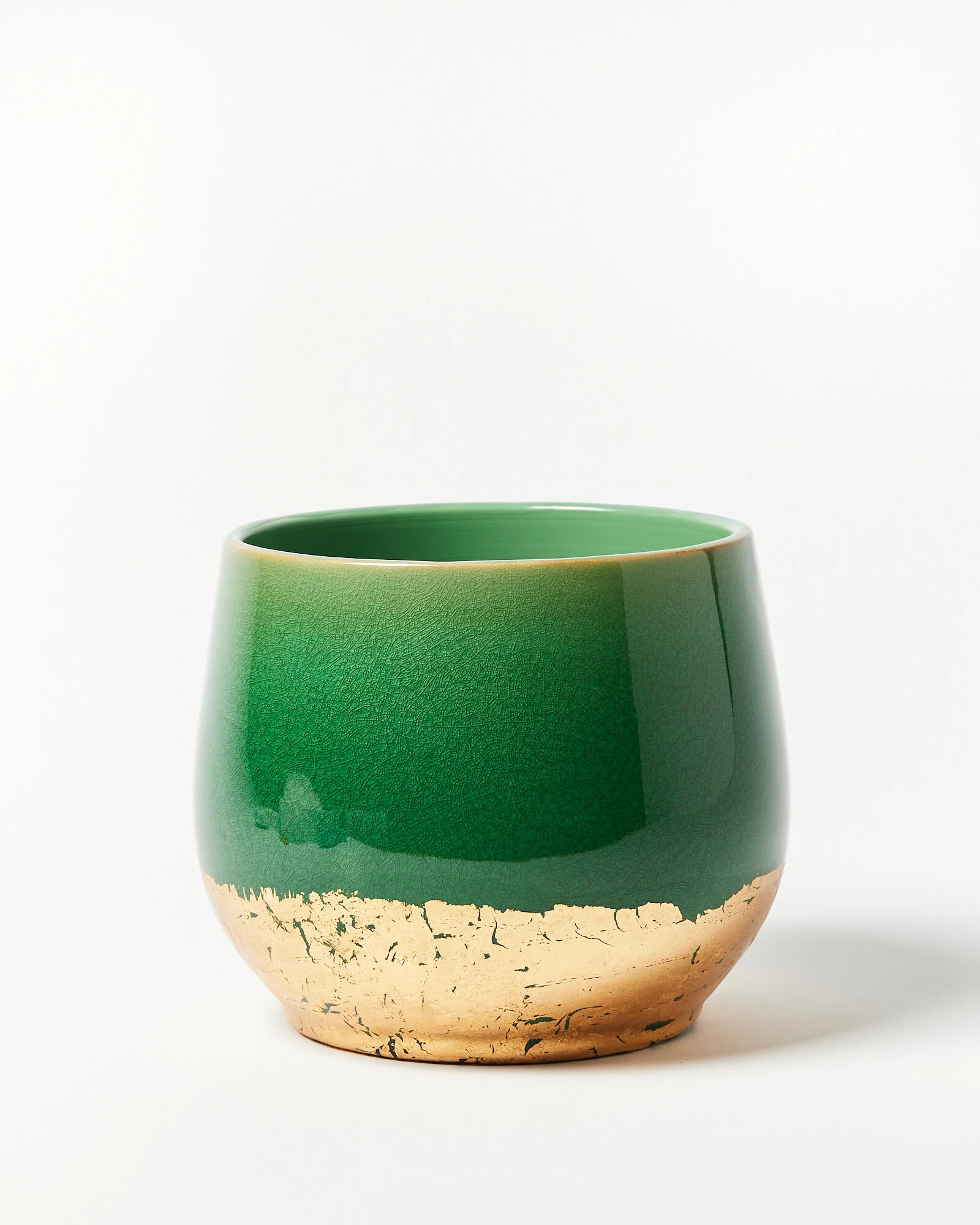 Palmer Green & Gold Foil Plant Pot Large | Oliver Bonas | Oliver Bonas (Global)