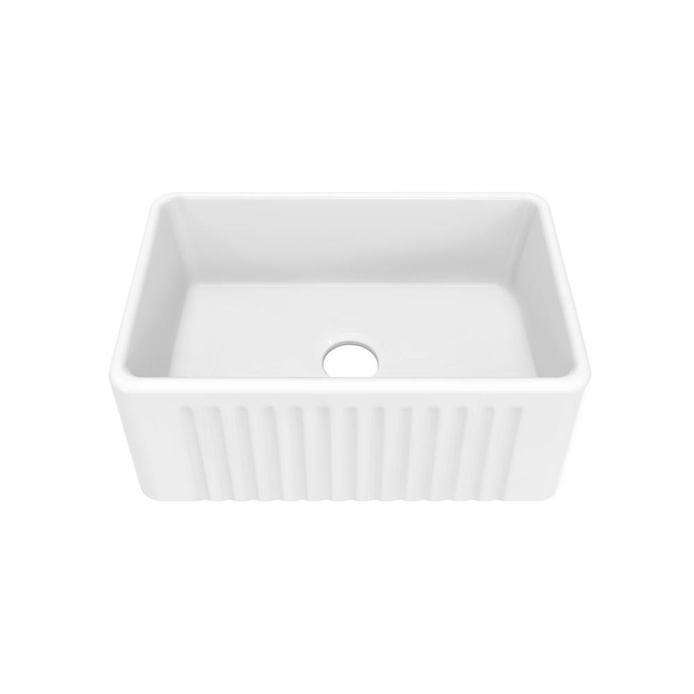 Swiss Madison Delice Farmhouse Kitchen Sink Ceramic Composite 24 in. x 18 in. Single Bowl in Whit... | The Home Depot