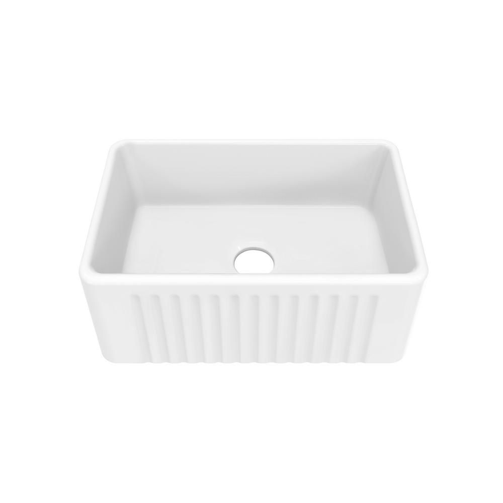 Swiss Madison Delice Farmhouse Kitchen Sink Ceramic Composite 24 in. x 18 in. Single Bowl in Whit... | The Home Depot