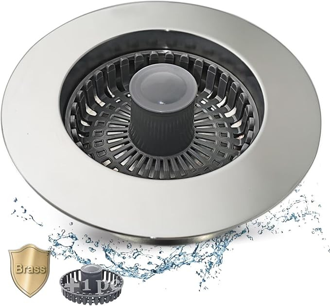 Kitchen Sink Drain Strainer,3 in 1 Pop Up Kitchen Sink Stopper,Made of Brass Material,with an Ext... | Amazon (US)