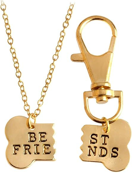 Meiligo® Fashion 2 Pcs Couples Alloy Dog Bone Necklace Key Chain Best Friends Puzzle Pendant Mat... | Amazon (US)