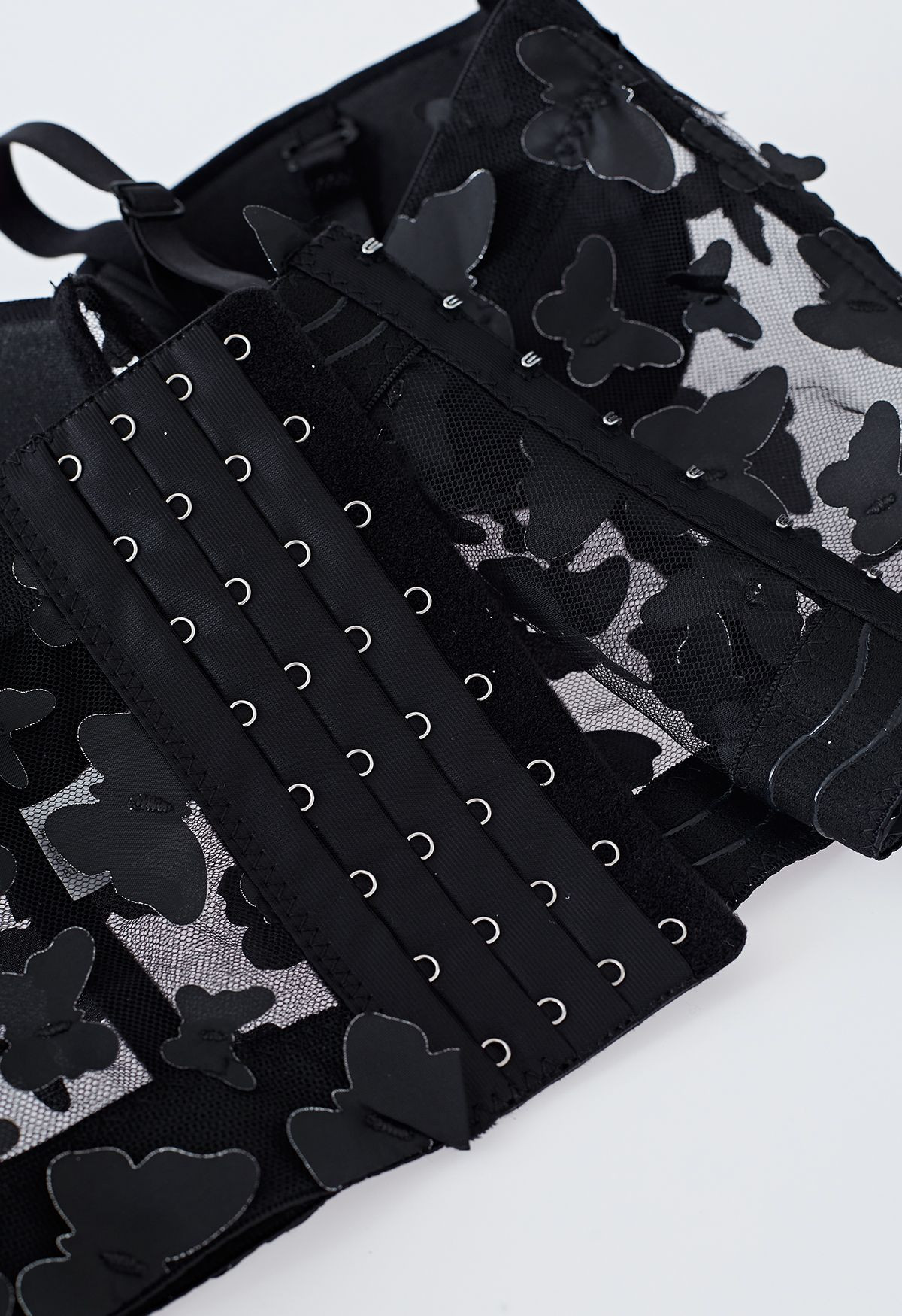 Butterfly Appliques Bustier Crop Top in Black | Chicwish