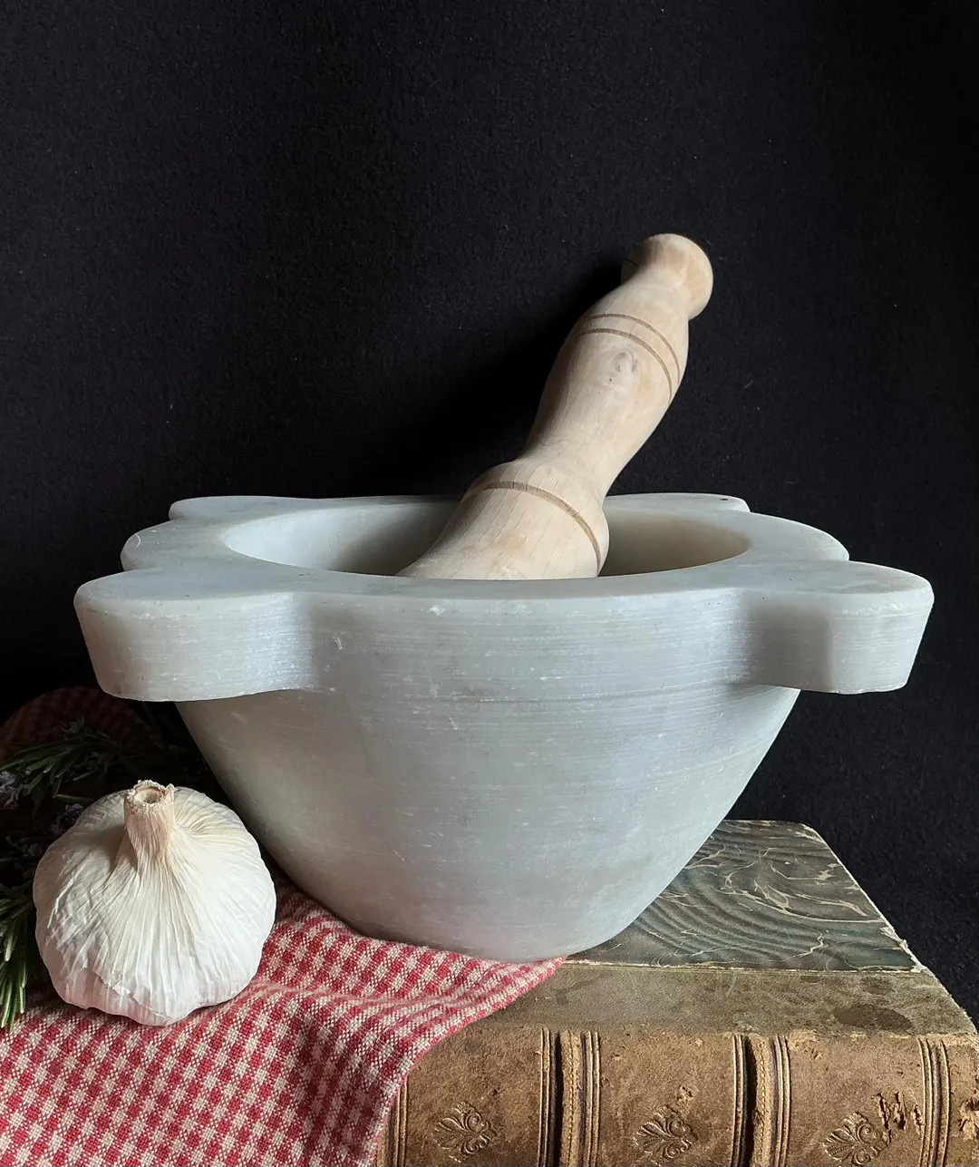 Vintage marble FRENCH PESTLE and wooden MORTAR. | Etsy (US)