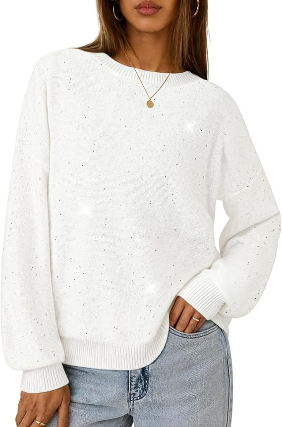 MEROKEETY Women's Fall Sequin Long Sleeve Pullover Sweaters | Amazon (US)