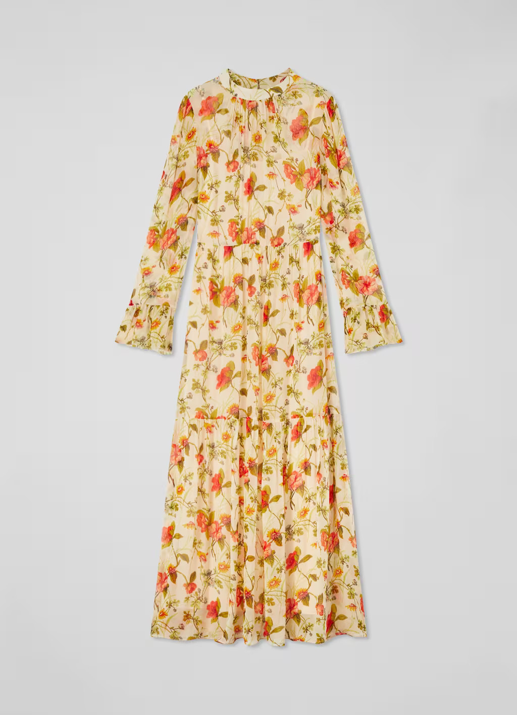 Swinton Cream and Red Chine Floral Print Silk Dress | L.K. Bennett (UK)