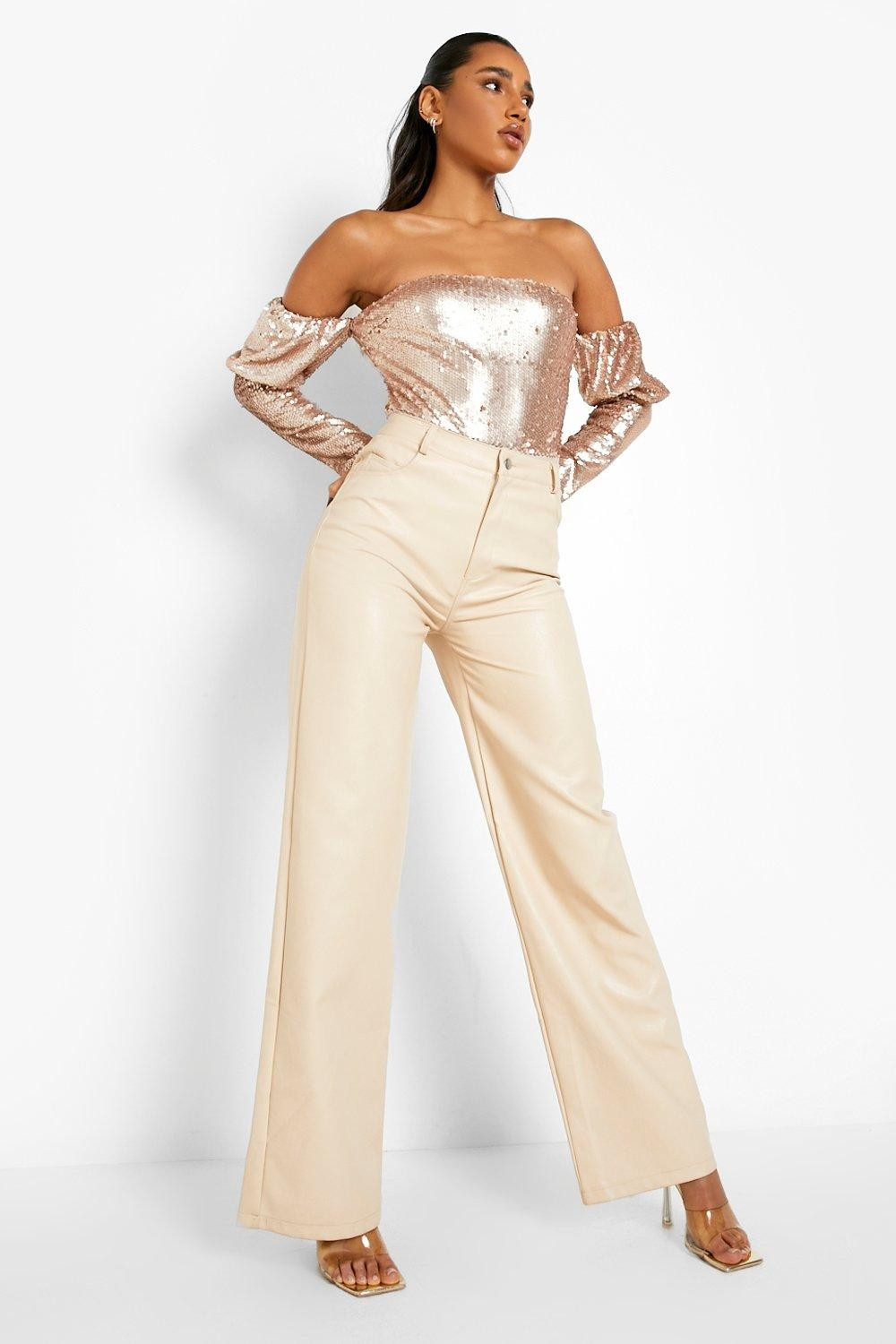 Sequin Off The Shoulder Bodysuit | Boohoo.com (US & CA)