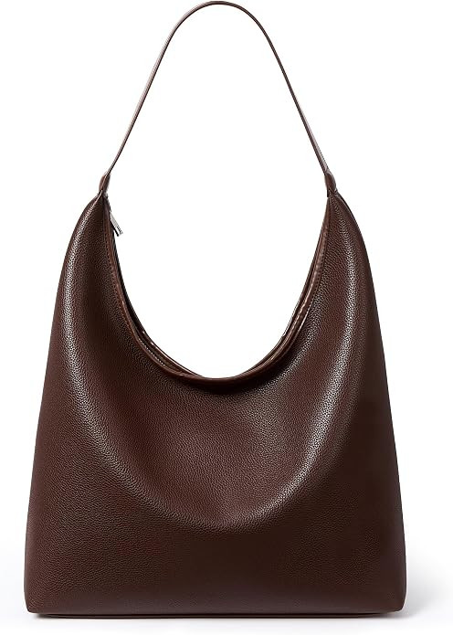 Large Hobo Bag for Women, Soft Vegan Leather Shoulder Tote with Zipper | Amazon (US)