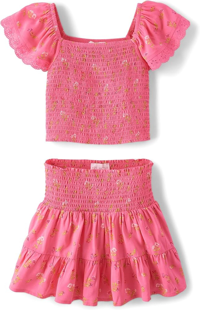 The Children's Place girls Smocked Top and Skirt 2 Piece Set | Amazon (US)