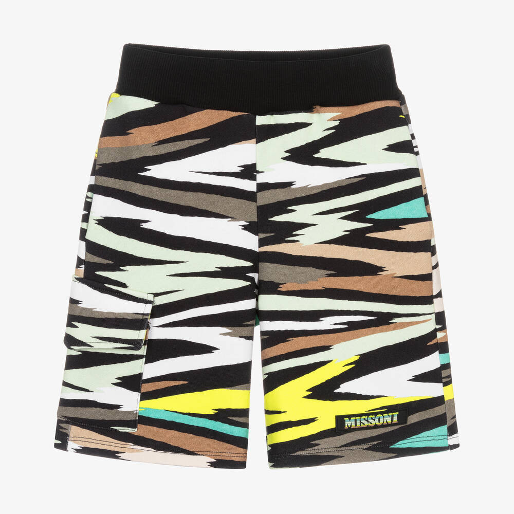 Boys Black Zigzag Organic Cotton Shorts | Childrensalon